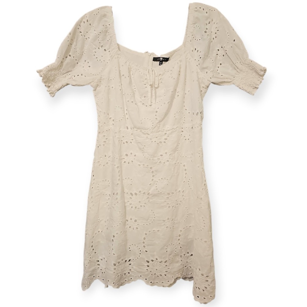 7‎ For All Mankind White Lace Tunic Blouse Top Womens Medium